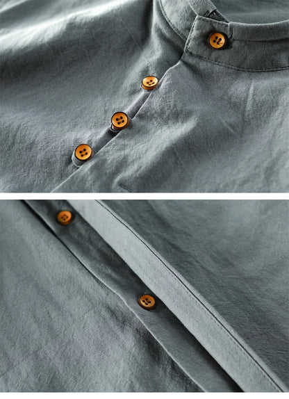 Japanese Linen Cotton Stand Collar Shirt