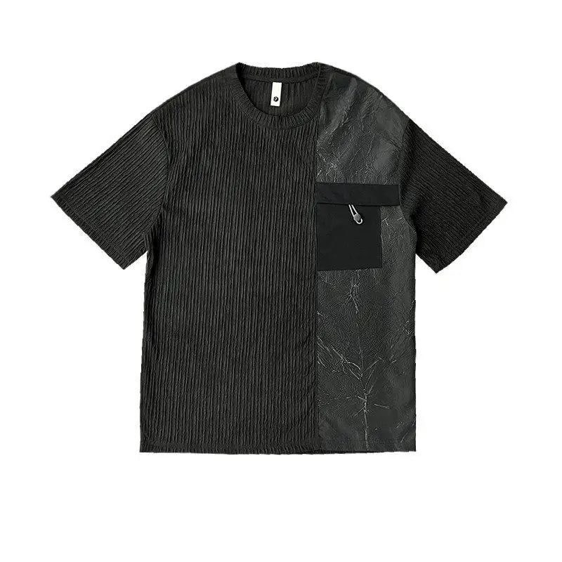 Stylish Round Neck T-Shirt Patchwork Design