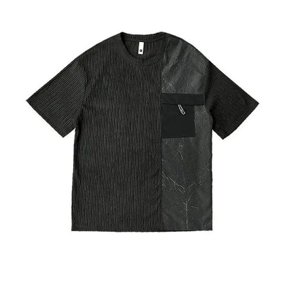 Stylish Round Neck T-Shirt Patchwork Design