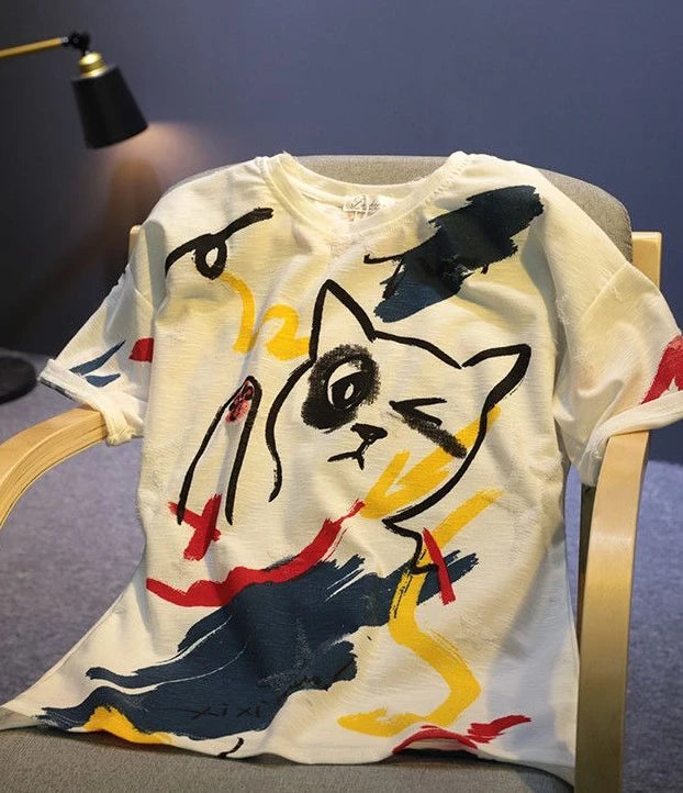 Graffiti Men's 100℅ Cotton T-Shirt Break Hole Tops