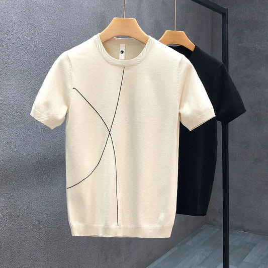 Slim Fit Ice Silk Knitted High Quality Cotton Shirt