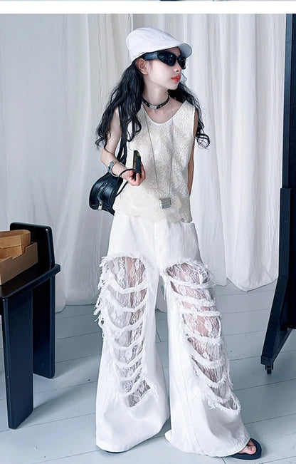 Teen Fashion Street Torn Legs Outfit