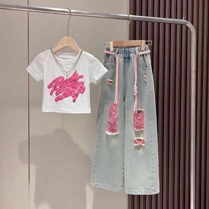 Sreetwear Outfits Drawstring Pants Tees Set