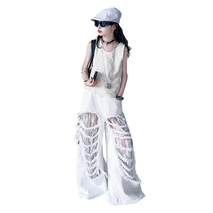 Teen Fashion Street Torn Legs Outfit