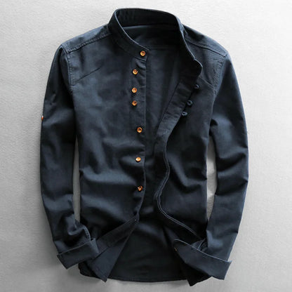 Japanese Linen Cotton Stand Collar Shirt