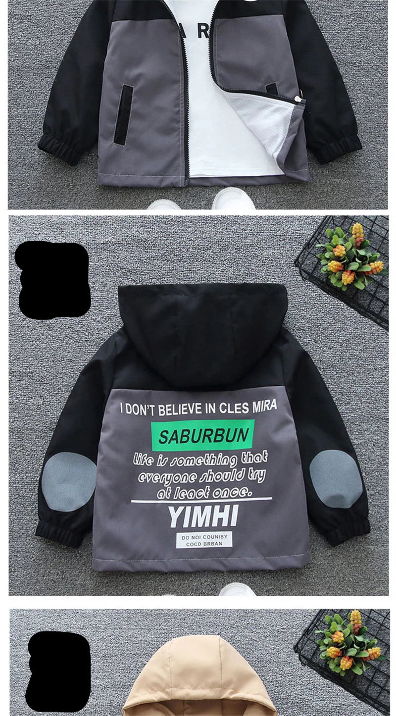 Children's Hooded Jacket Letter Outerwear