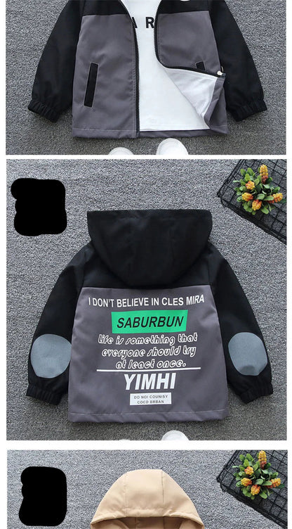 Children's Hooded Jacket Letter Outerwear