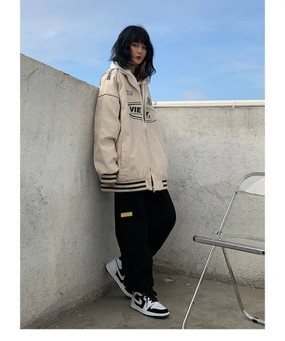 Streetwear Bomber Jacket Japanese College Style