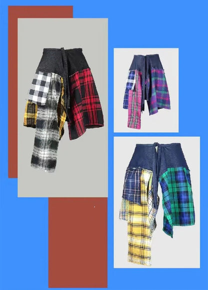 Skirt Half-Body Denim Plaid Skirts