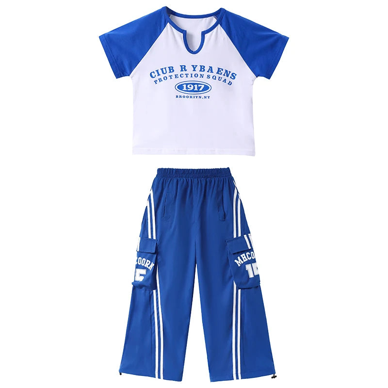 Teens Streetwear Tops Cargo Pants Set