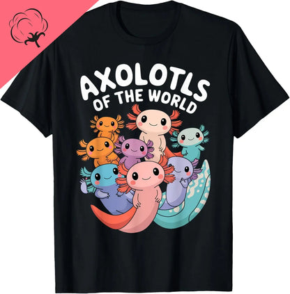 The World Kawaii Types of Axolotl Fish Amphibian T-Shirt