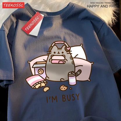 Funny Cat Gamer Summer Cotton Shirt
