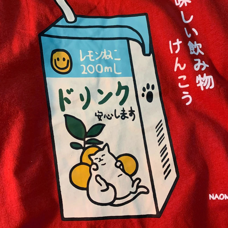 Japanese Oversized Women Men Loose Casual Tee