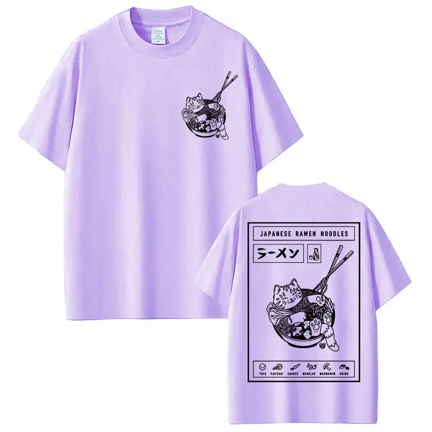 Japanese Ramen Cat Meme Vintage T-shirt