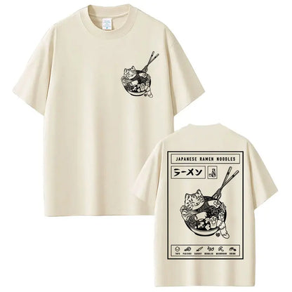 Japanese Ramen Cat Meme Vintage T-shirt