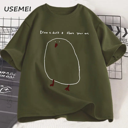Humorous Duck Sketch Graphic T-shirt Unisex