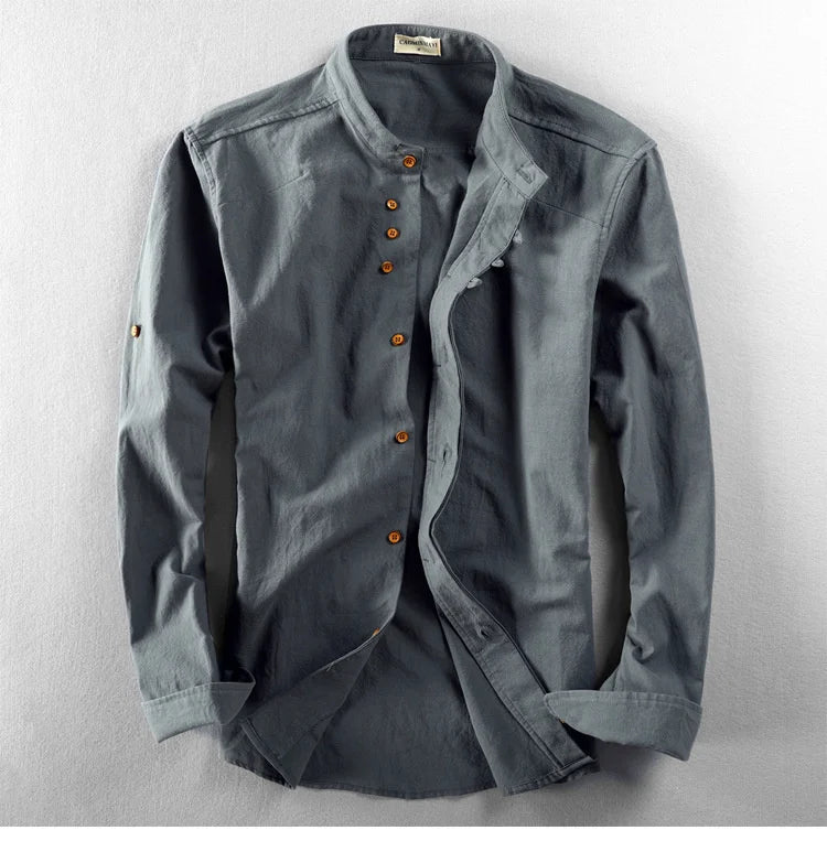 Japanese Linen Cotton Stand Collar Shirt