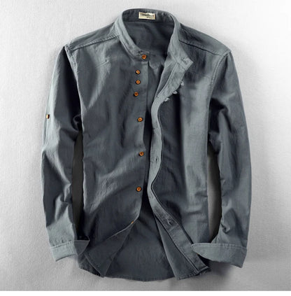 Japanese Linen Cotton Stand Collar Shirt