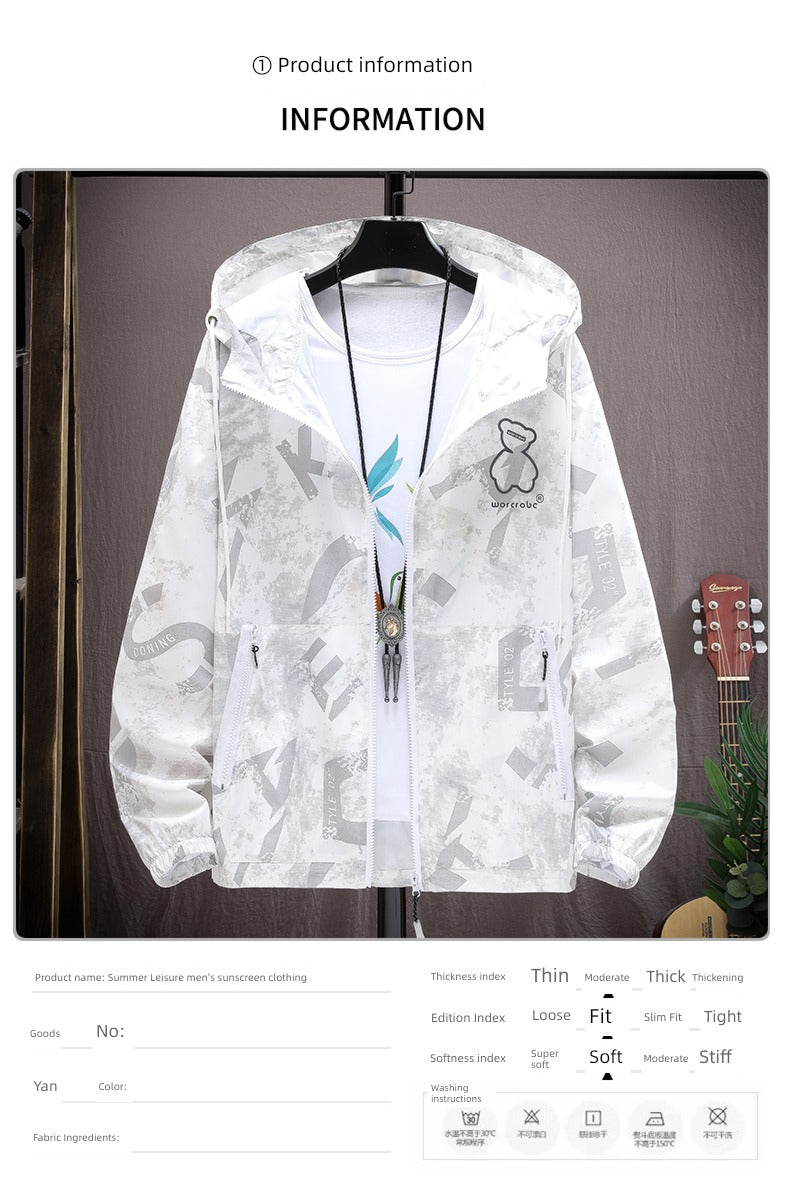 Bear Couple Ultra-Thin Breathable Ice Silk Sun Protection Shirt