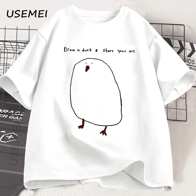 Humorous Duck Sketch Graphic T-shirt Unisex