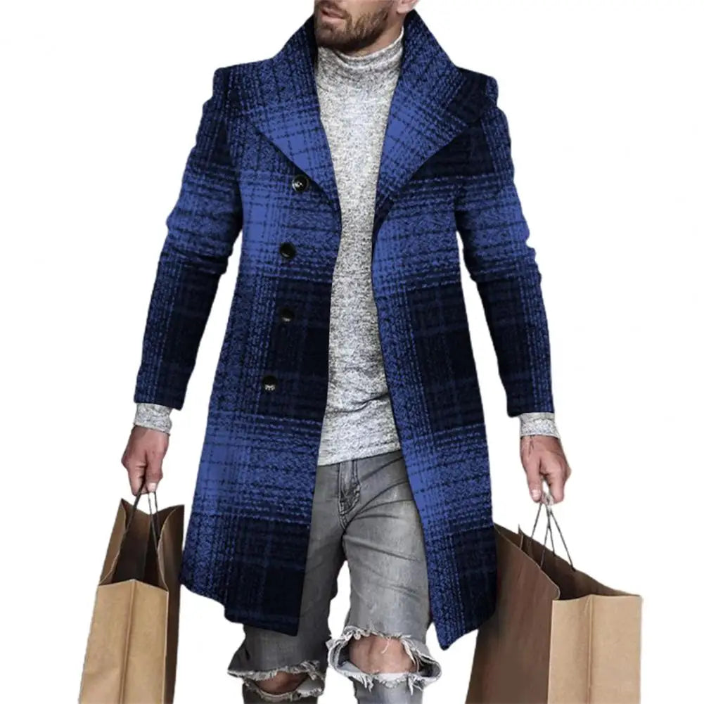 Fashion Long Sleeve Woolen Check Jacket