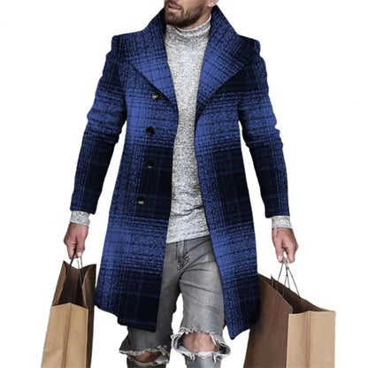 Fashion Long Sleeve Woolen Check Jacket