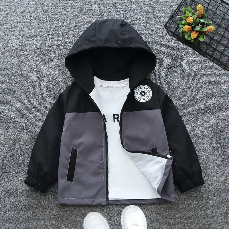 Children's Hooded Jacket Letter Outerwear