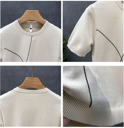 Slim Fit Ice Silk Knitted High Quality Cotton Shirt
