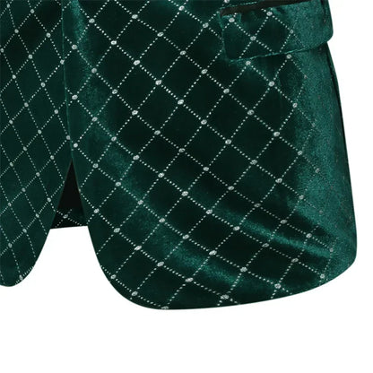 Men’s Luxury Gold Velvet Plaid Blazer