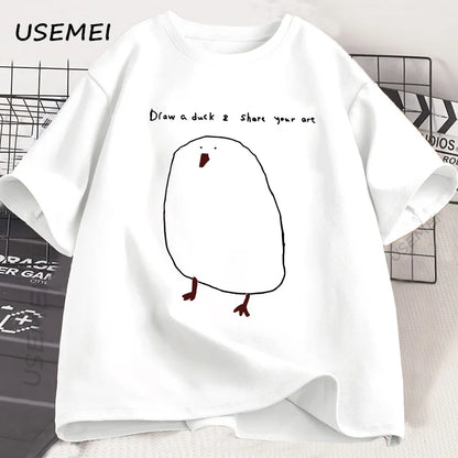 Humorous Duck Sketch Graphic T-shirt Unisex