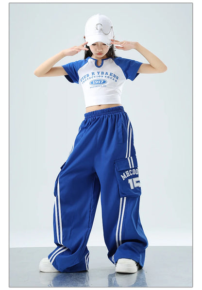 Teens Streetwear Tops Cargo Pants Set