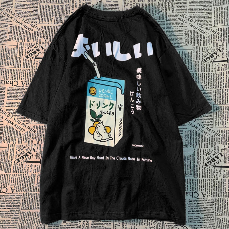 Japanese Oversized Women Men Loose Casual Tee