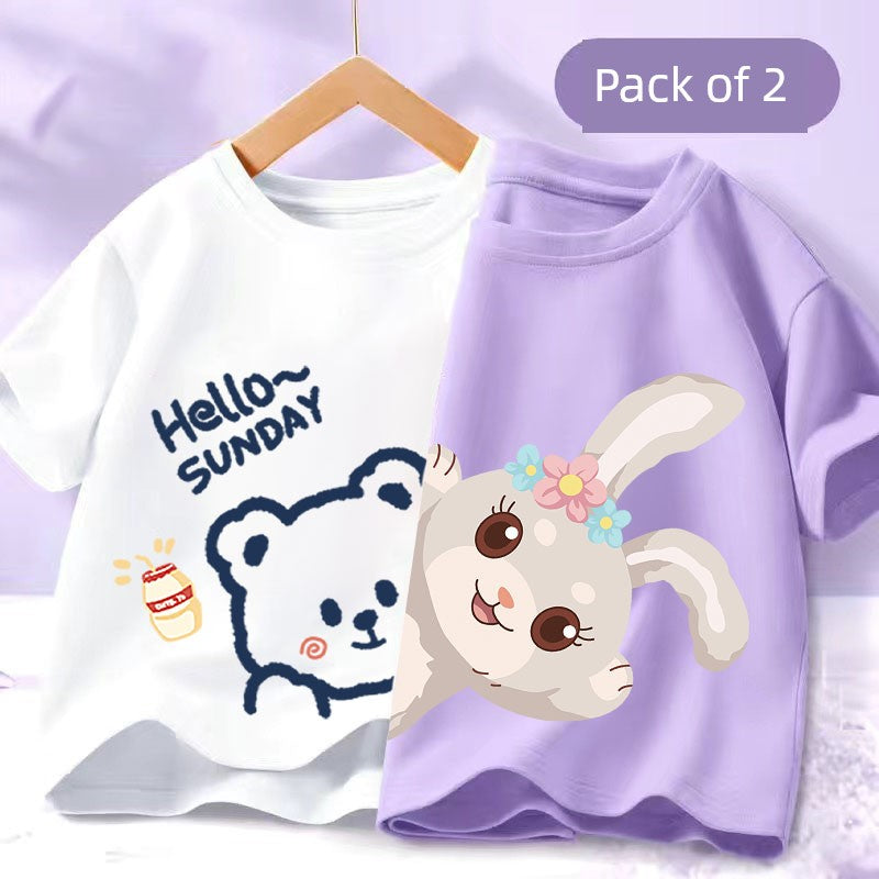 Girl Short Sleeve T-Shirts Pure Cotton