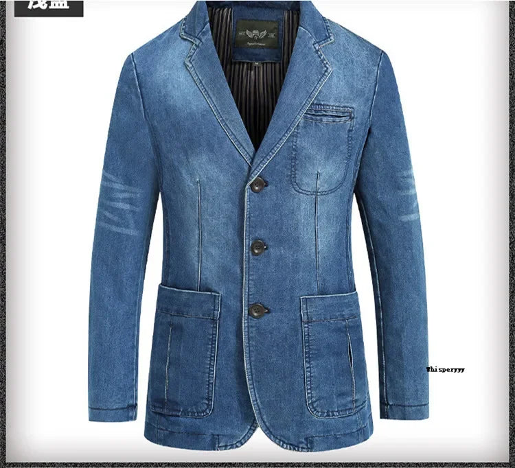 Men’s Denim Blazer Vintage Cotton Jacket