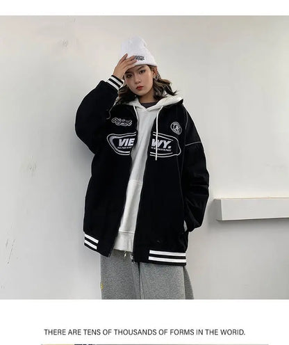Streetwear Bomber Jacket Japanese College Style