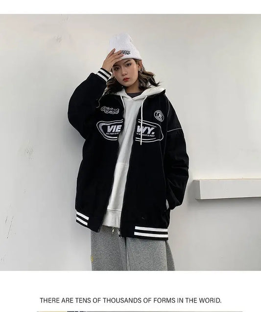 Streetwear Bomber Jacket Japanese College Style