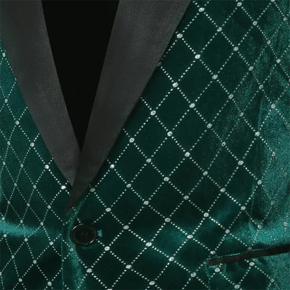 Men’s Luxury Gold Velvet Plaid Blazer