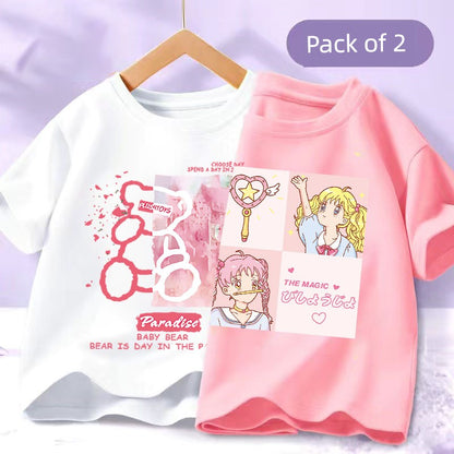 Girl Short Sleeve T-Shirts Pure Cotton