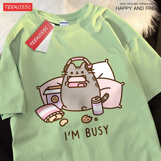 Funny Cat Gamer Summer Cotton Shirt