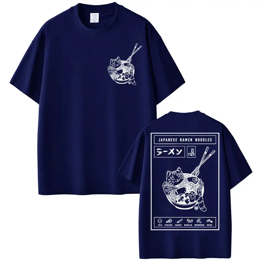 Japanese Ramen Cat Meme Vintage T-shirt