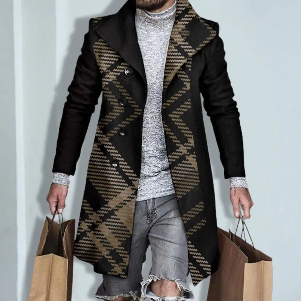 Fashion Long Sleeve Woolen Check Jacket