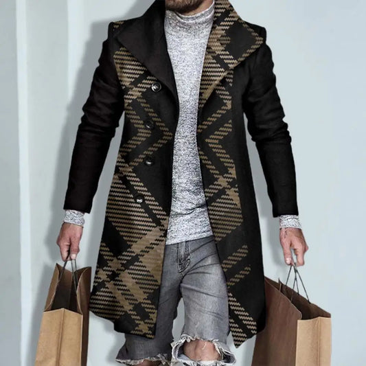 Fashion Long Sleeve Woolen Check Jacket