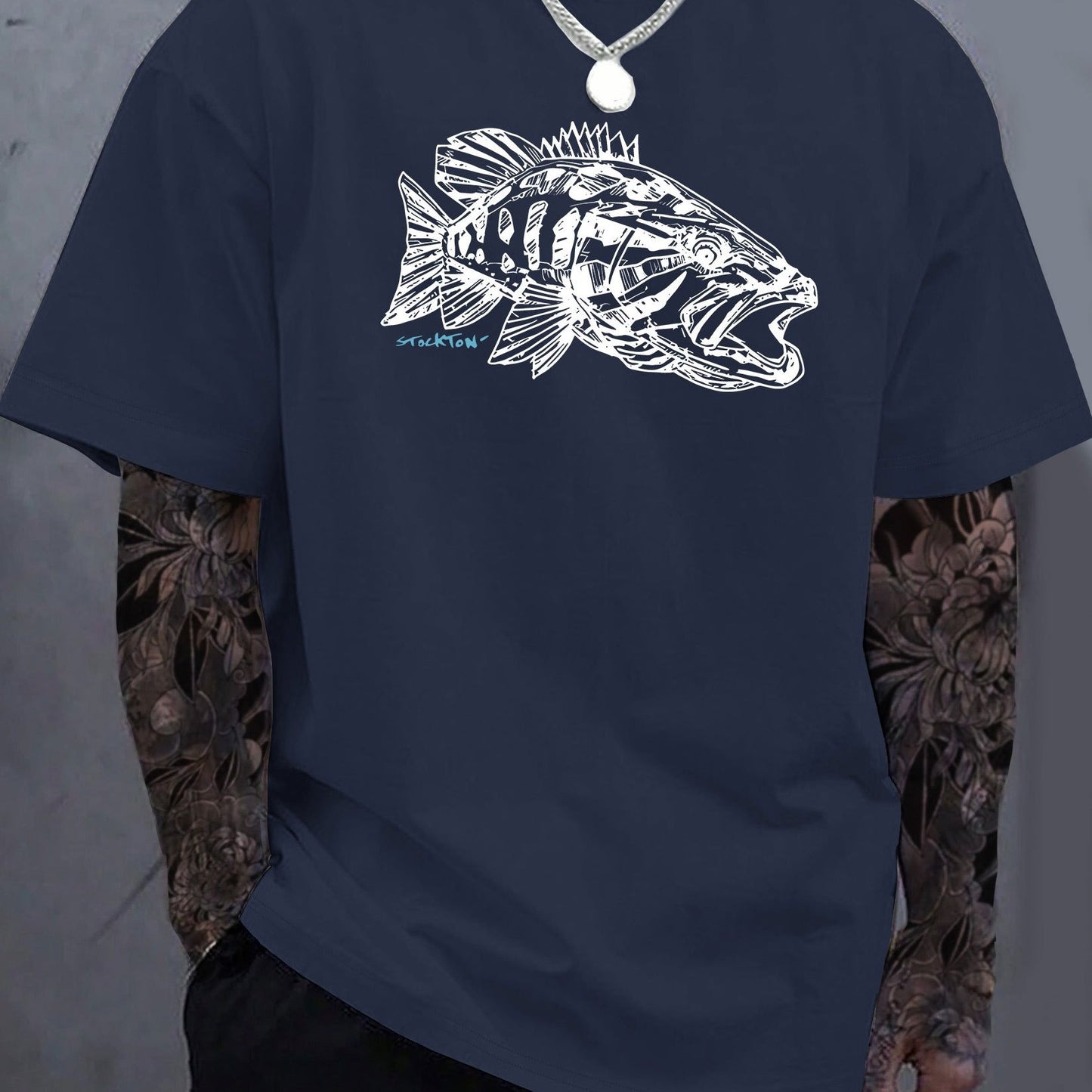Fish Print Casual Short Sleeve Crew Neck T-Shirt