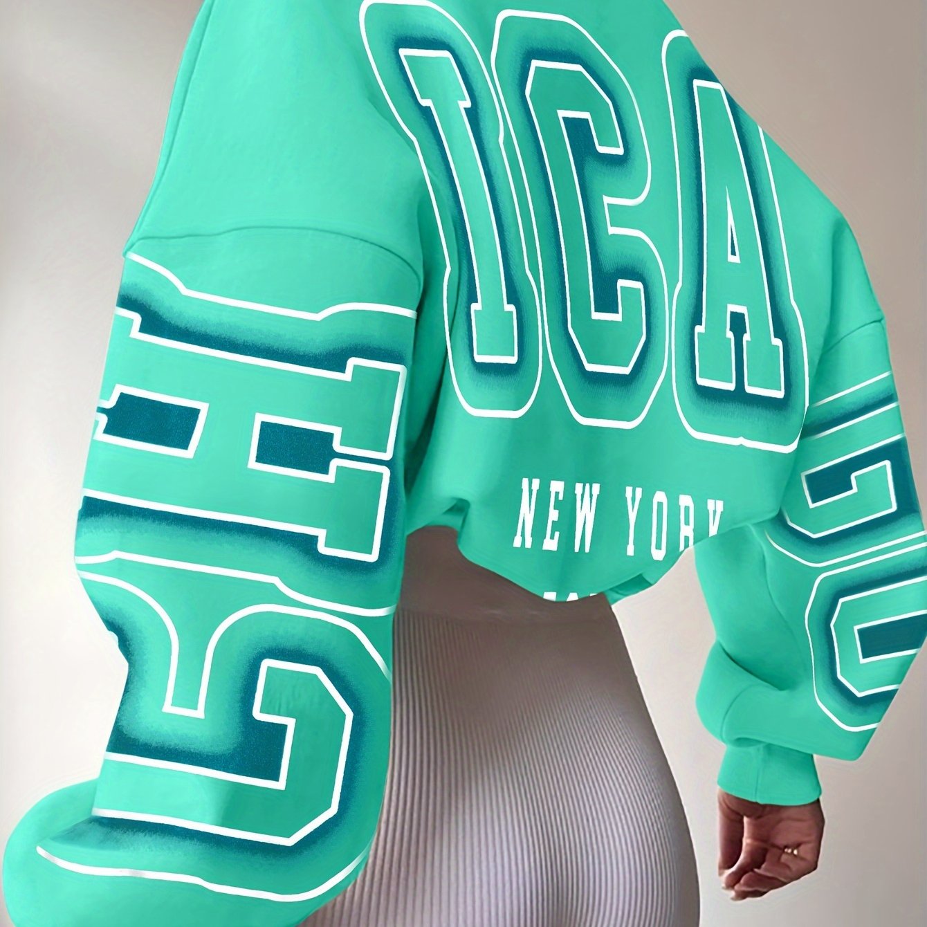 Alphabet Print Knit Fashion Sweatshirt