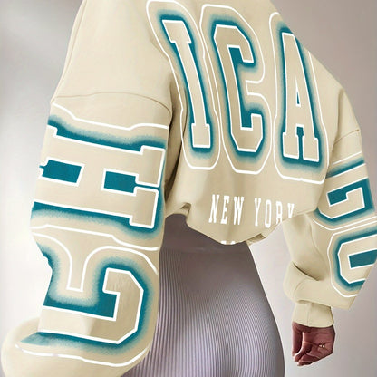 Alphabet Print Knit Fashion Sweatshirt