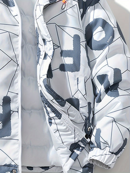 Fashion Hooded Cotton Coat Letter Print