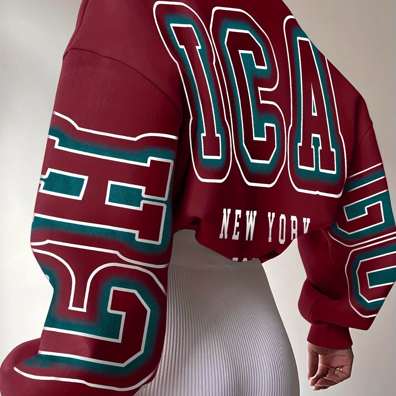 Alphabet Print Knit Fashion Sweatshirt