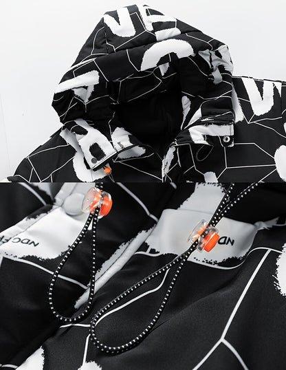 Fashion Hooded Cotton Coat Letter Print