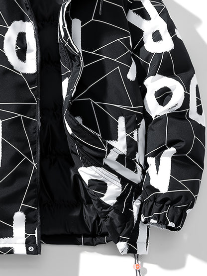 Fashion Hooded Cotton Coat Letter Print