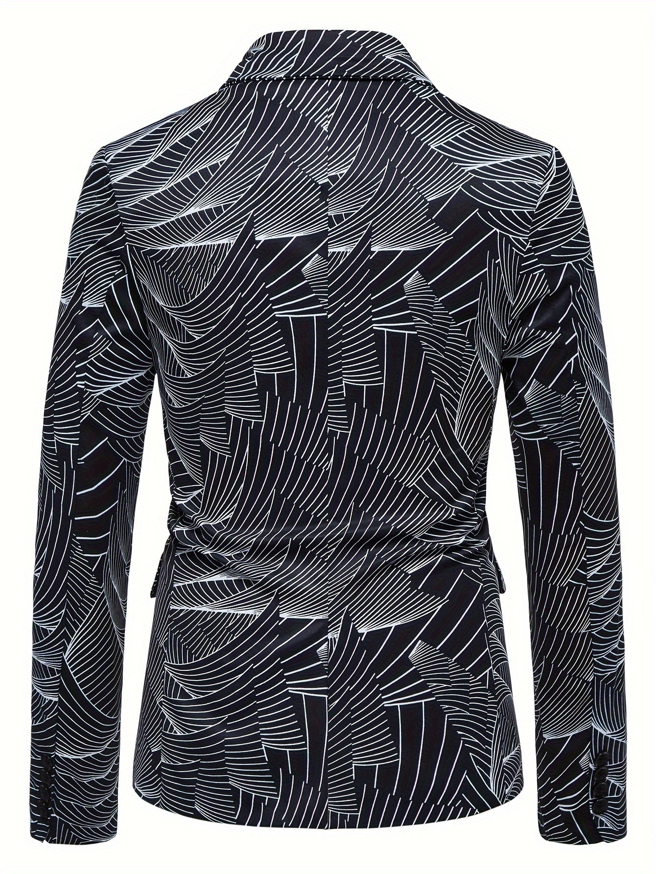 Geometric Wave Printed Blazer Fashion